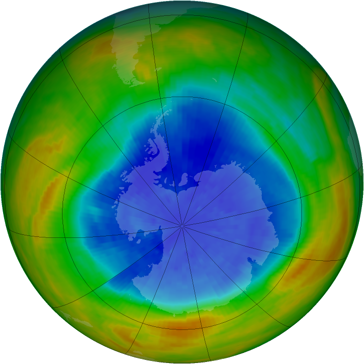 Antarctic ozone map for 23 September 1984